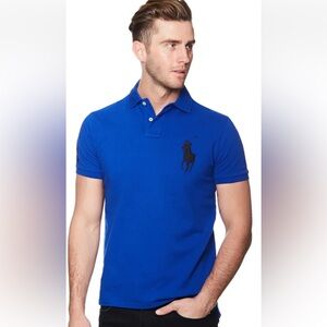 Men's Blue Polo Ralph Lauren Slim Fit Big Pony Shirt XL